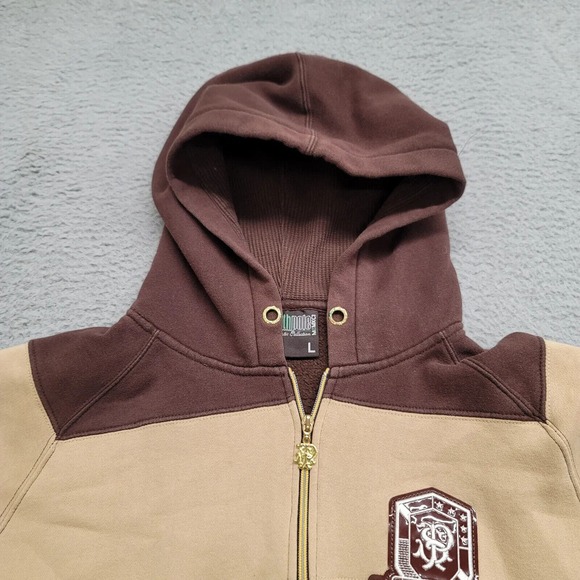 South Pole Jacket Mens Large Brown Tan Green Y2k 90s Vintage Spellout Hip Hop - Picture 5 of 11